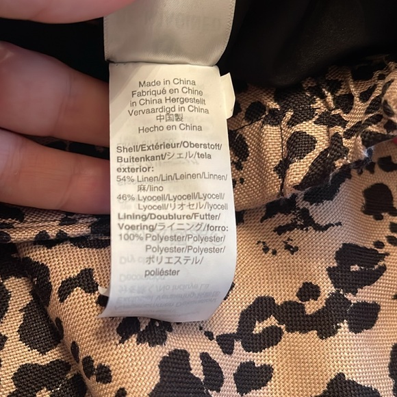 J Crew Linen Leopard Print Pencil Skirt With Pink Trim - Picture 7 of 7